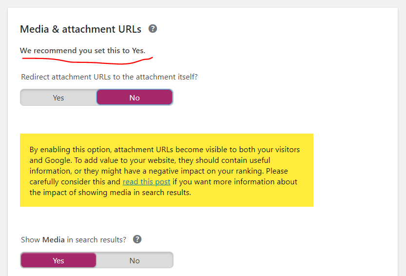 Yoast media attachment URL setting